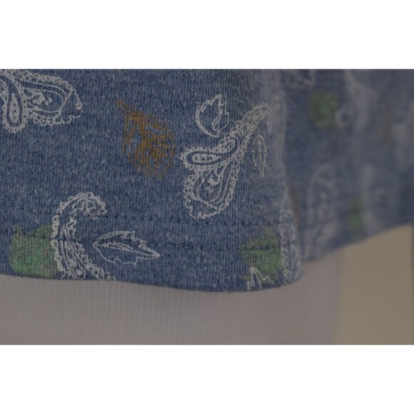 Vintage 00s Blue Paisley Floral Turtle Neck Cotton/Poly shirt | size XL - Picture 7 of 10